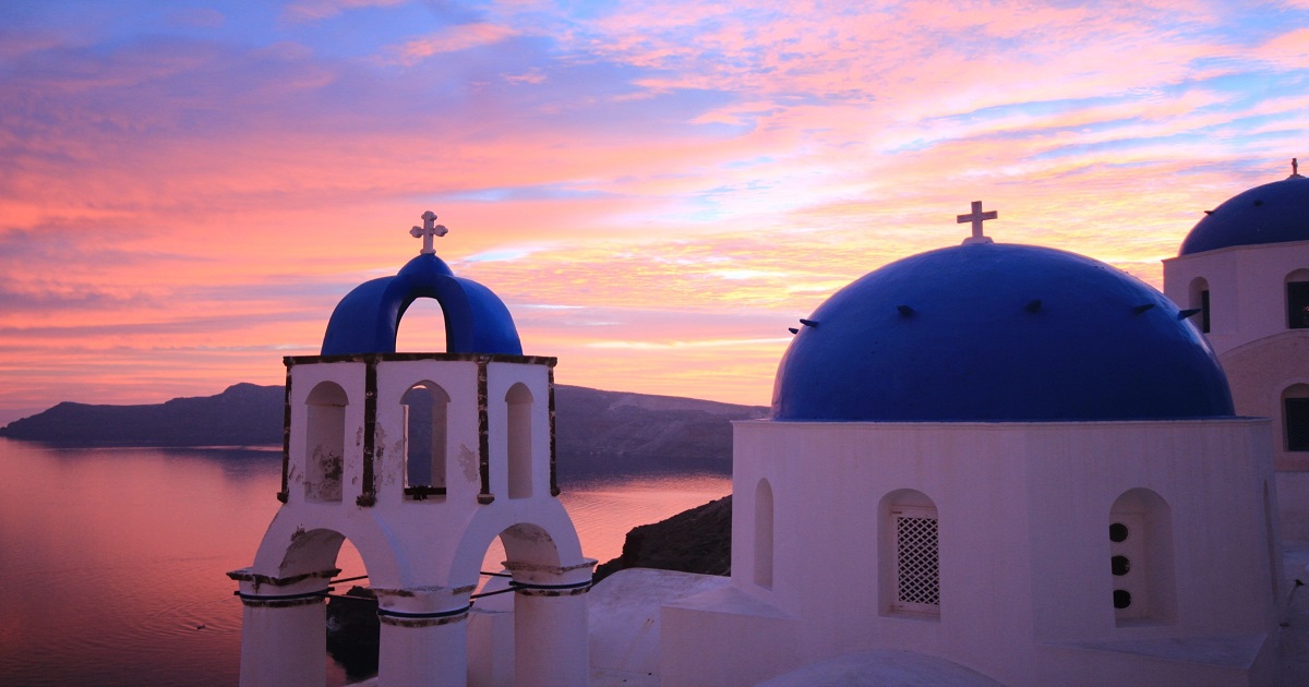 2017 santorini blue dome sunset